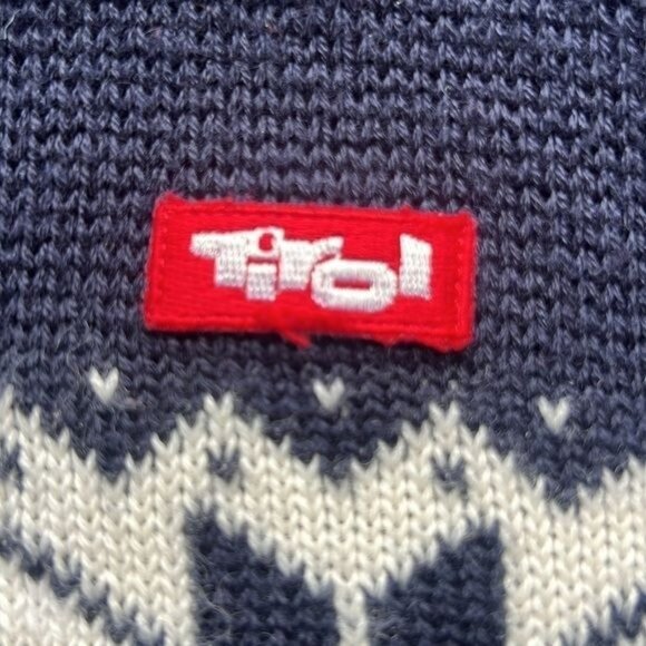 TIROL Sweater Mens L Navy White Wool Blend Nordic Snowflake Pullover Vintage - Picture 5 of 11